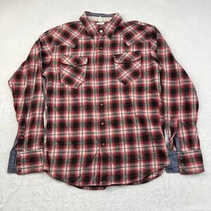 Back Number Shirt‎ Men Medium Red Black Plaid Button Down Long Sleeves M